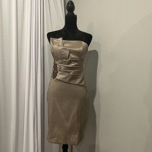 Betsy and Adam Champagne Strapless Cocktail Dress Size 10